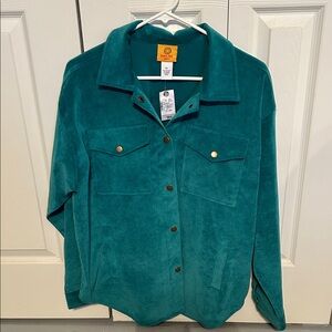 Ruby Rd petite large snap closure NWT Teal Utility Jacket brushed material